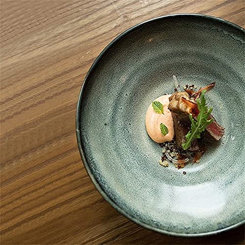 ERoomQ Pasta Bowls Large Deep Ceramic Plate for Steak Pasta or Salad Soup Noodles Pot Vegetable Basin Breakfast Dish Fruit Tray 8-inch,