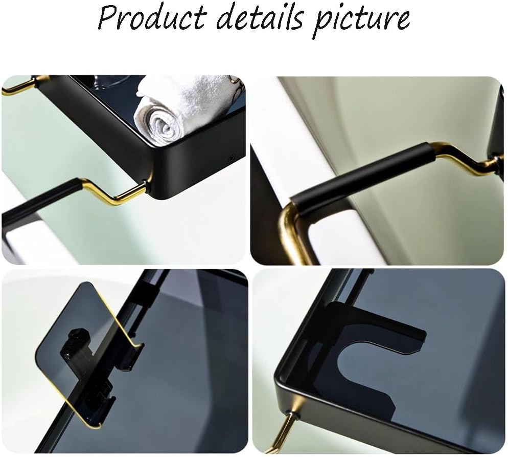 Bathtub Covers,Expandable Shower Bathtub Tray, Bathroom Bathtub Storage Bracket Bathtub Rack, Bathtub Storage Tray Rack for Reading and Candleholder,White-53x23cm