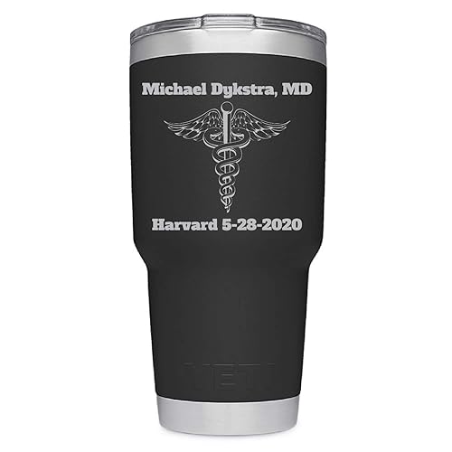 Miniatura 3 de Physician Medical Caduceus Design wCustom Name - Laser Engraved Yeti Rambler Stainless Steel Travel Mug - Not A Sticker