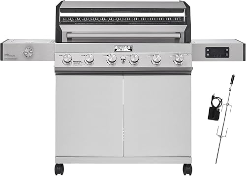 Monument Grills Parrilla de barbacoa inteligente convertible de 6 quemadores de acero inoxidable Denali D605 con kit de asador