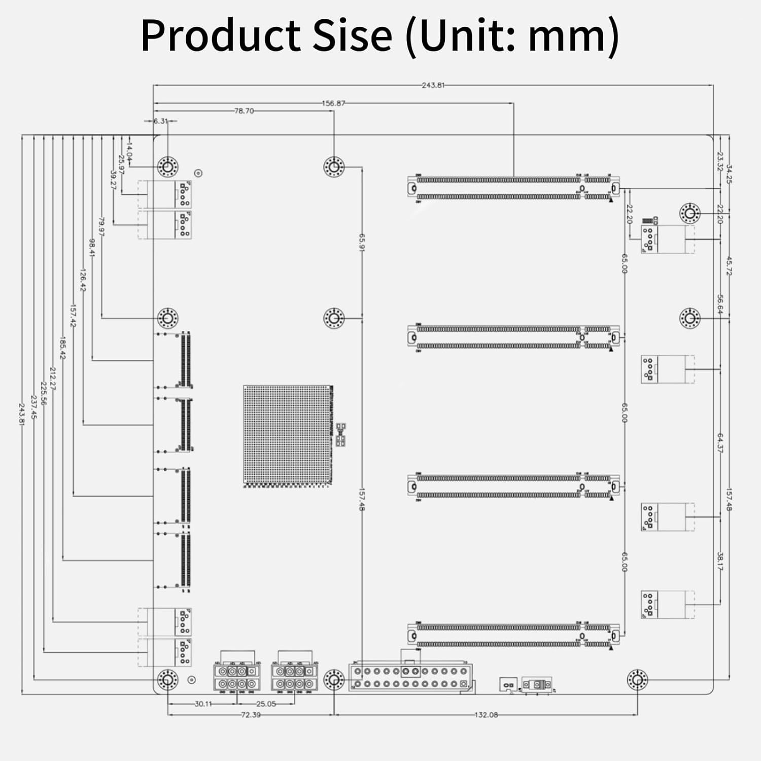 PCIe 4.0 to SlimSAS Adapter Card, (4) X16 Slots and (4) SFF-8654 Ports (2Up/2Down), with Broadcom PEX88096 Switch Chip, Compatible Windows/Linux/VMware/Freebsd/Ubuntu
