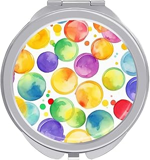 Watercolor Rainbow Circle Travel Makeup Mirro...
