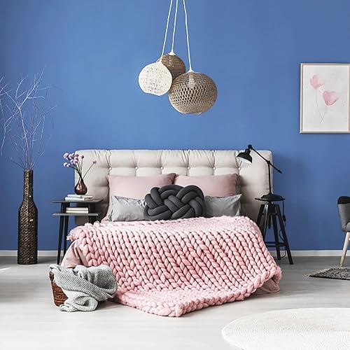 Miniatura 5 de HeloHo Papel tapiz azul de 118 x 15.7 pulgadas, con textura sólida, despegar y pegar, moderno, autoadhesivo, extraíble, impermeable, papel de