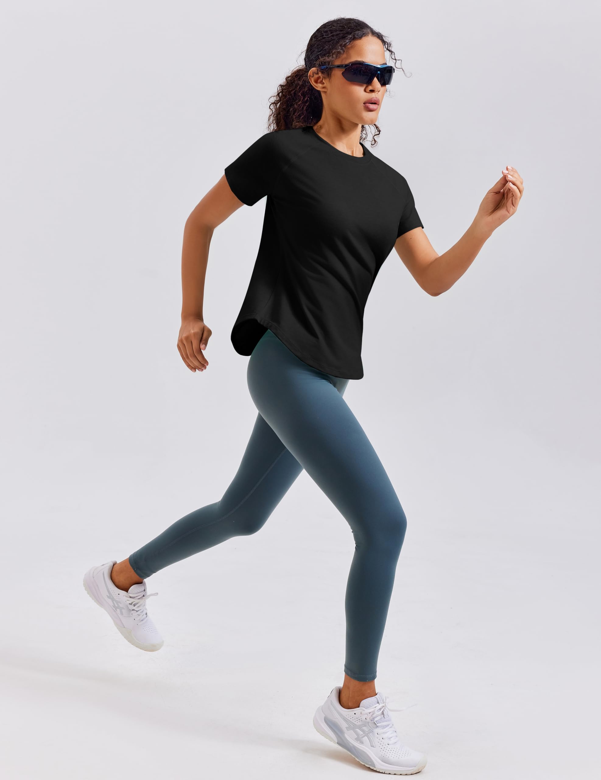 PINSPARK Sportshirt Damen Kurzarm UV-Schutz Sport T-Shirt Atmungsaktiv Netzstoff im Rücken Fintess Laufshirt Leicht Yoga Oberteile Schnelltrocknend Gym Funktionsshirts - 3