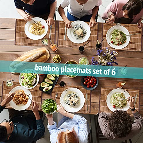 Lagom House Natural Bamboo Table Wood Placemats Set Of 6, Rustic Wooden Placemats For Dinner Table Kitchen Protection Bamboo Table Mat, Modern Placemats #TOP6