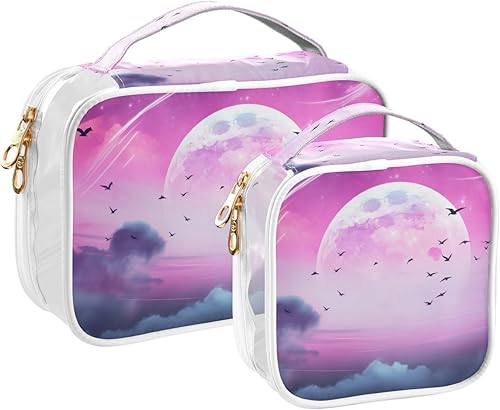 Miniatura 2 de Halloween Moon Bats Clear Toiletry Bag for Traveling,2 Pack Makeup Cosmetic Bag with Zipper,Travel Bag for Toiletries,Travel Essentials 21214442
