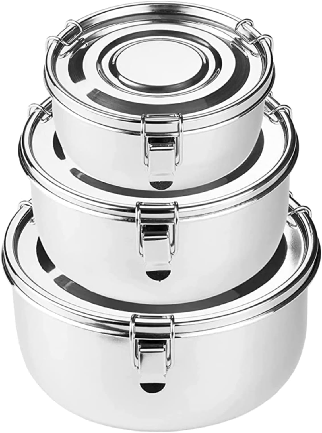 MyBestStackable Stainless steel locking mechanism and silicone ring beneath the lid provide an airtight, leak-proof seal food storage containers 3 in 1.