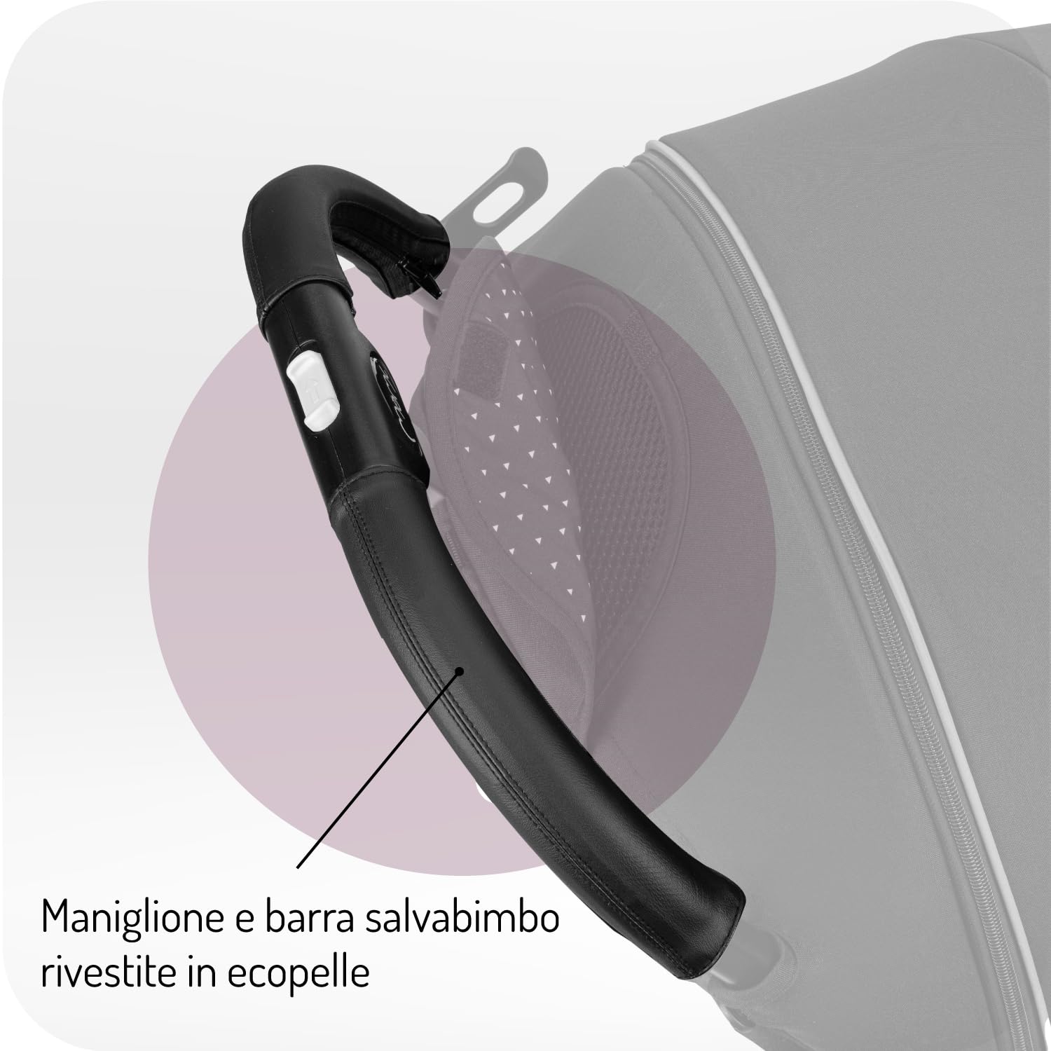 MoMi ESTELLE Passeggino a partire da 6 mesi (fino a 15 kg), pieghevole con cintura di sicurezza a 5 punti, cestino porta spesa e funzione di apertura, manico telescopico per il traino