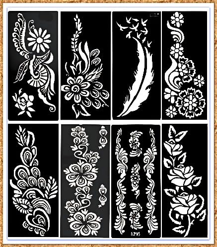 Image of Rajasthani Mehendi Decorative Hand Stencil Sticker Set with Floral and Mandala Patterns Stencil Bridal Design Wedding, Festival & Party Rajasthani Mehndi Henna for Hands [B17]