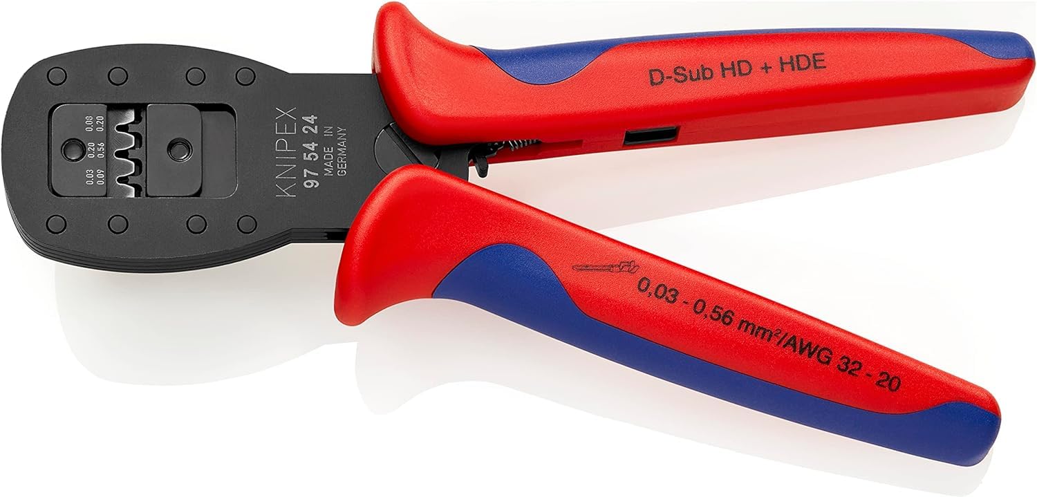 KNIPEX Crimpadora para mini-conectores crimpado en paralelo con mangos multicomponente 190 mm, 97 54 24
