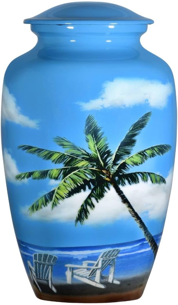 Urn Fo Ashes Adult Male-Palm Beach Oasis Adult Cremation Urn For Ashes Adult Male & Female Urns With Velvet Beg