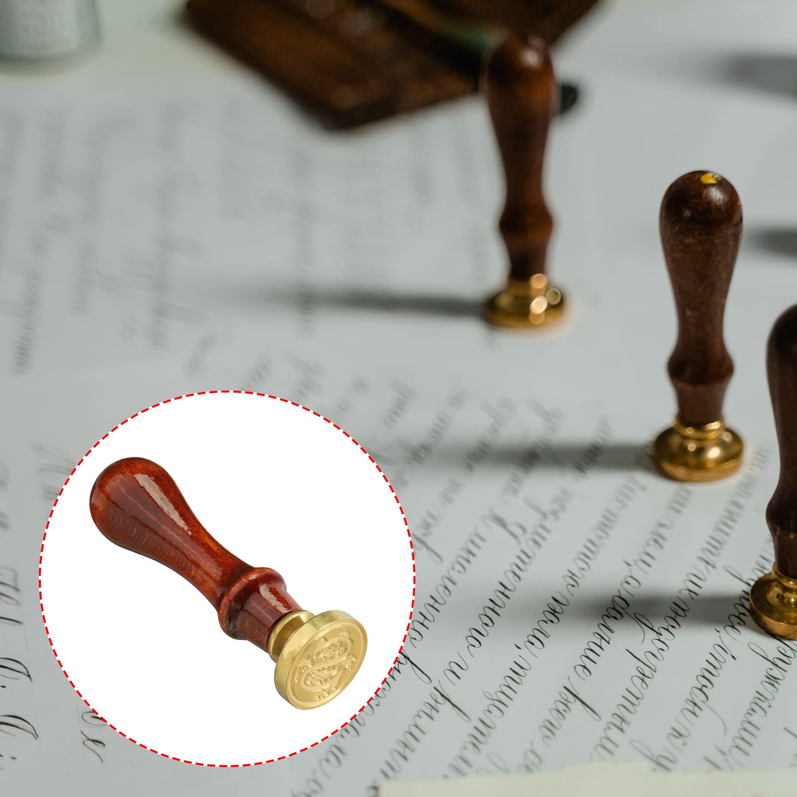 YOKIVE Alphabet Wax Seal Stamp, Letter Stamper with Removable Handle Head Decorate Postcards - Image 4