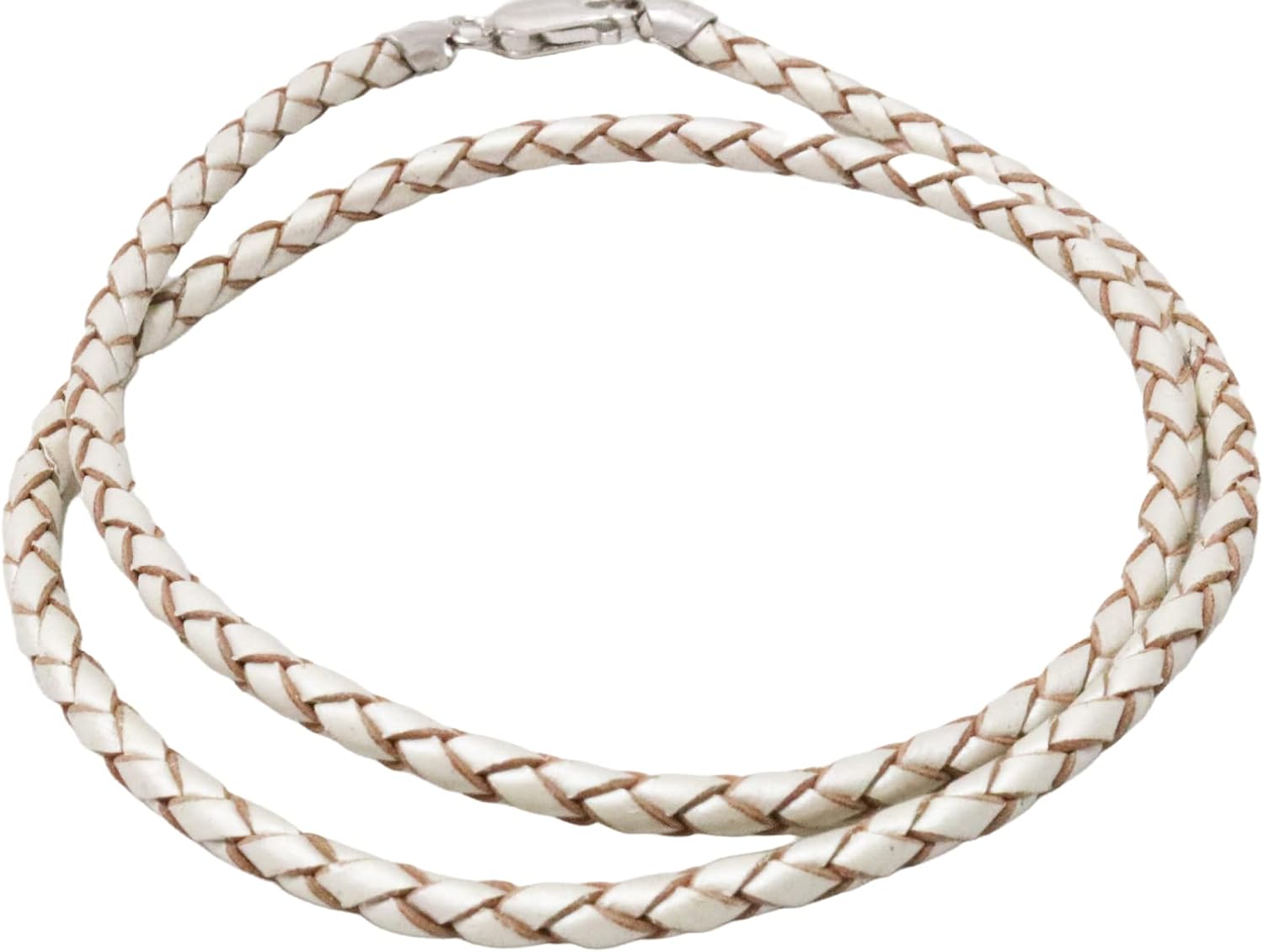 CRAFT WIRE Leather Braided Cord Necklace with Rhodium-Plated 925 Sterling Silver Clasp Made in USA