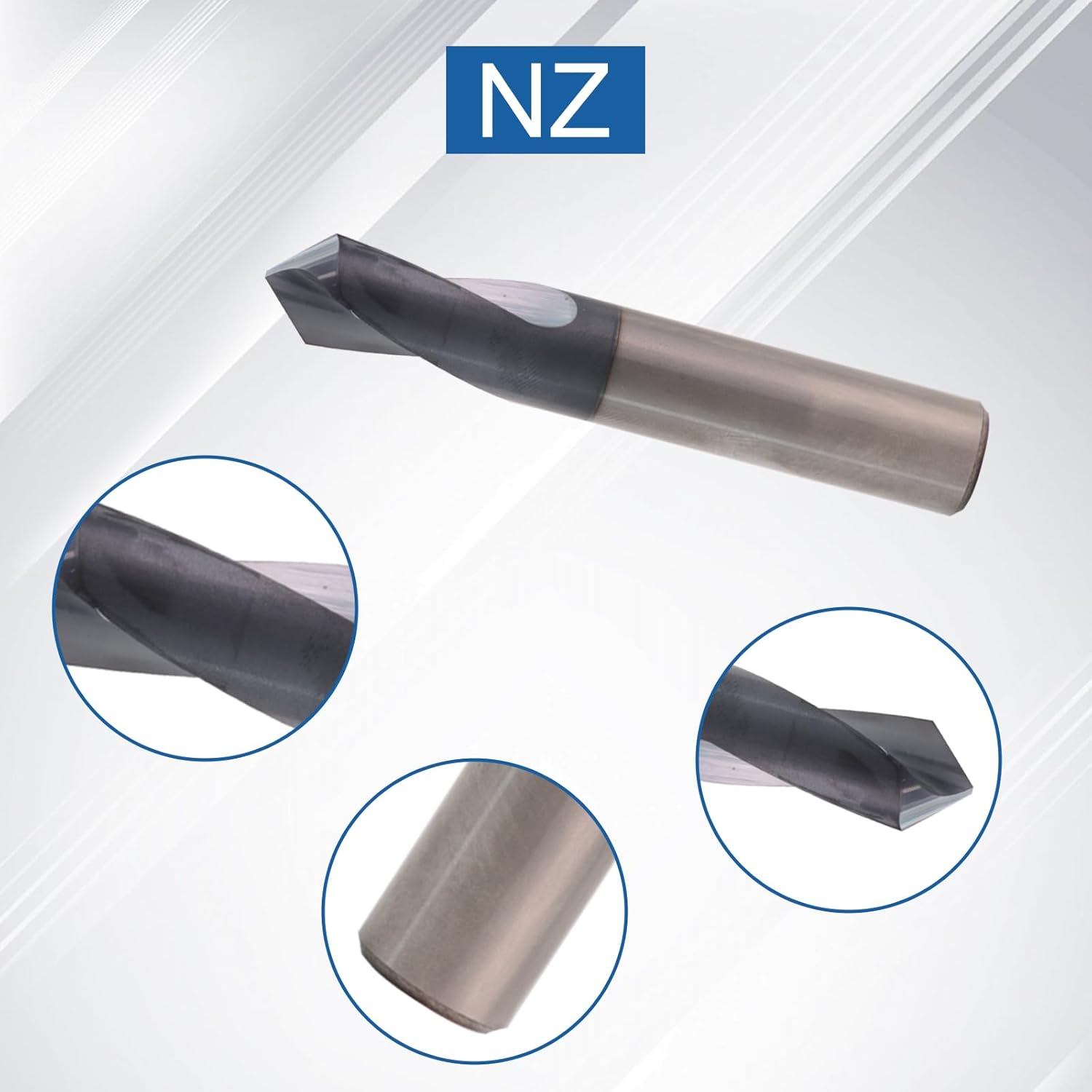 NZ 2 Flute 1/4" Carbide Spotting Drill Set with AlTiN Coated, Milling Cutter HRC45 for Machining Alloy Steel, Stainless Steel, Low-Carbon Steel,Tool Steel(2pcs)