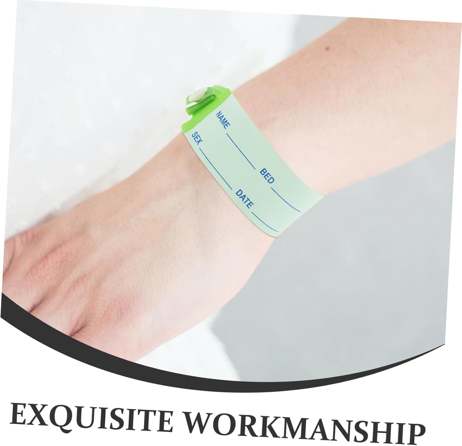 100pcs Id Wristbands for Adults, Writable Adjustable Plastic Hospital Identification Bracelets, Green Disposable Patient Tracking Bands for Elderly Admission and Nursing