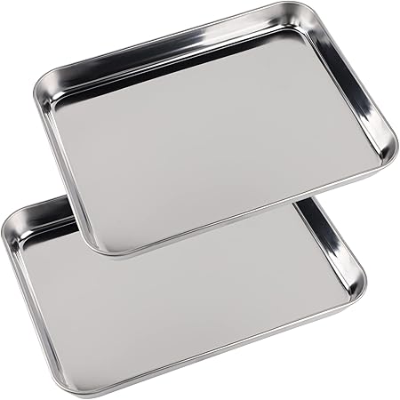 Plaque De Cuisson Homikit Acier Inoxydable 26,5x20,5x5 Cm - Plat à Lasagnes Rectangulaire Argenté