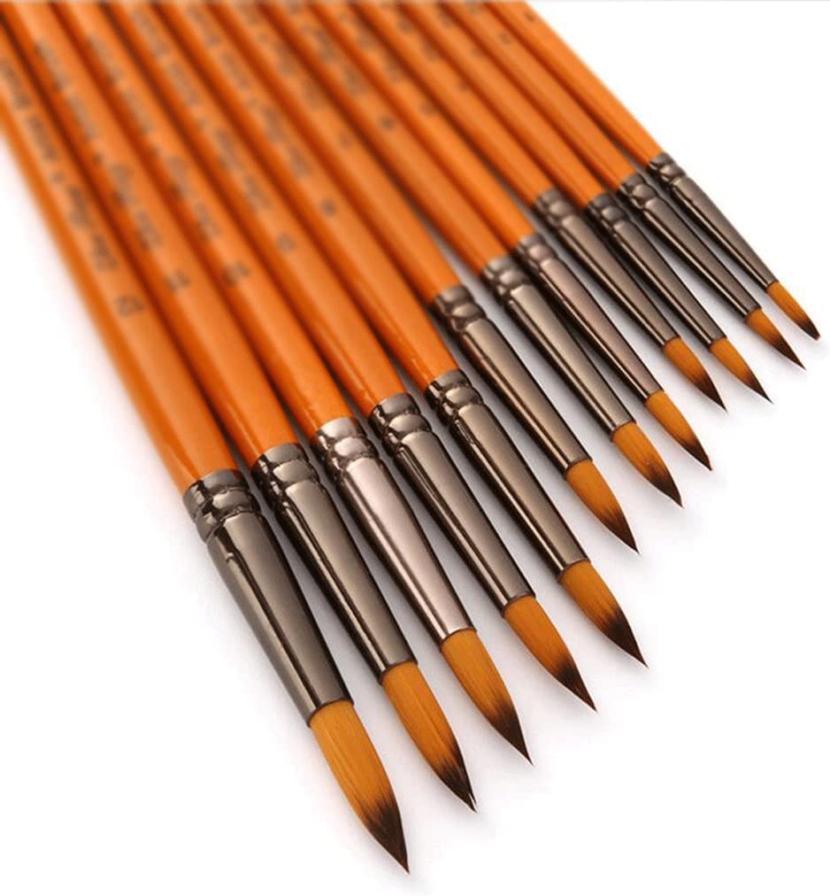 12 pièces/Ensemble Art Stylo Crochet Ligne Nylon Bois pinceaux pour Aquarelle Peinture à l'huile Art Fournitures Kit