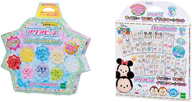 Amazon アクアビーズ スタービーズ8色セット アクアビーズ ディズニーツムツム イラストシートセット セット買い おもちゃ おもちゃ