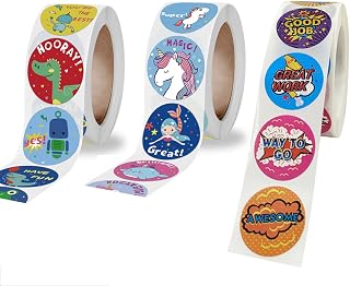 Stickers for Kids, 1inch 1500pcs, 3 Rolls 24 Design Labels for Rewarding