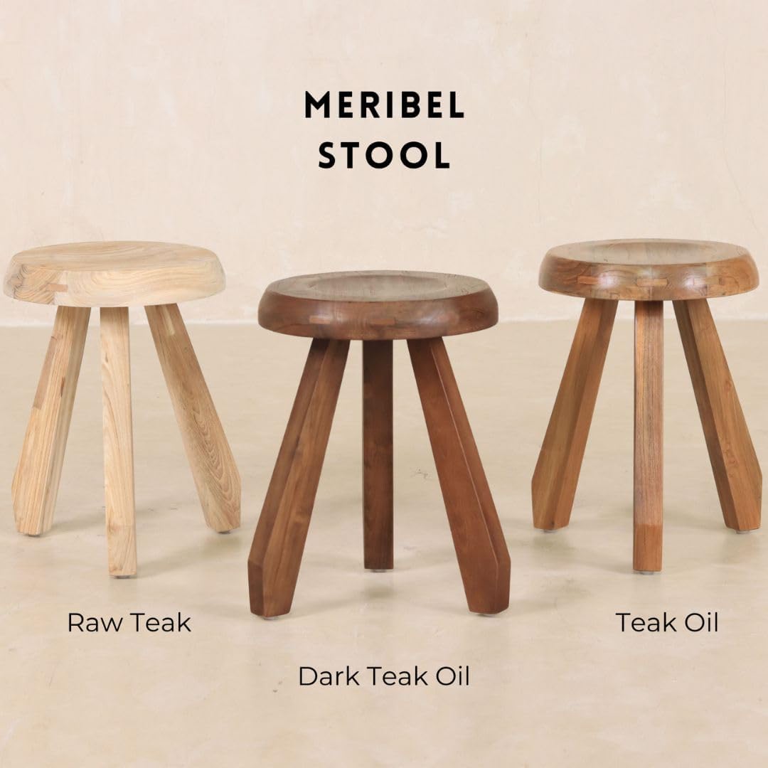 Meribel Milking Stool, Reclaimed Teak Wood. Small Side Table, Outdoor Side Table, Plant Stand, Nightstand, Footstool, Teak Shower Stool - Raw Teak