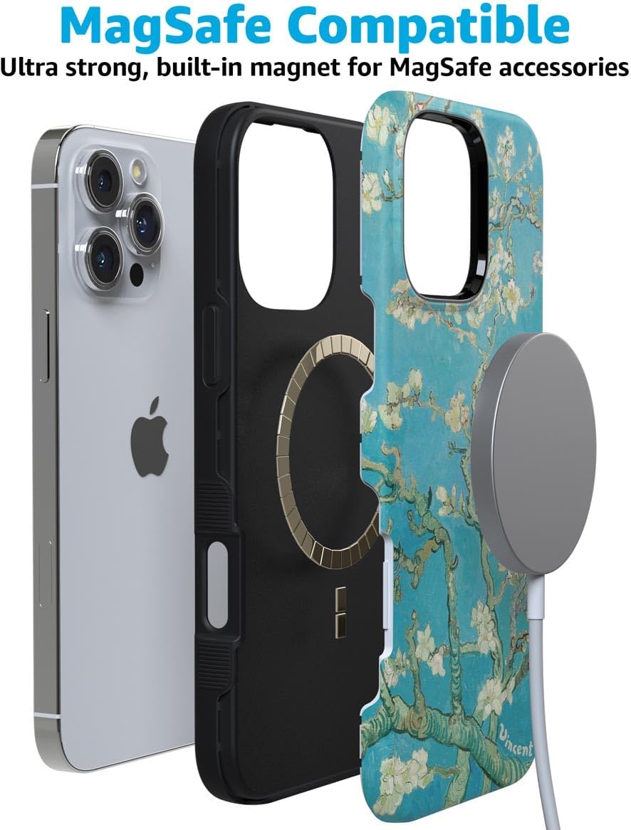 Casely iPhone 16 Pro Case | Van Gogh | Almond Blossom Floral | Bold Protective Design | Compatible with MagSafe