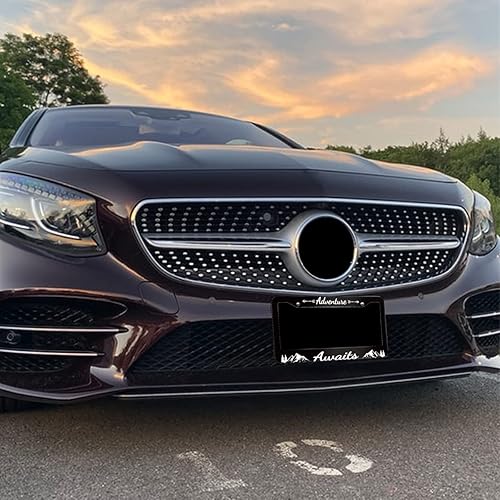 Miniatura 6 de Adventure Awaits - Marco de matrícula de acero inoxidable, accesorios de automóvil, placa personalizada para vehículos estándar de EE. UU. Tamaño