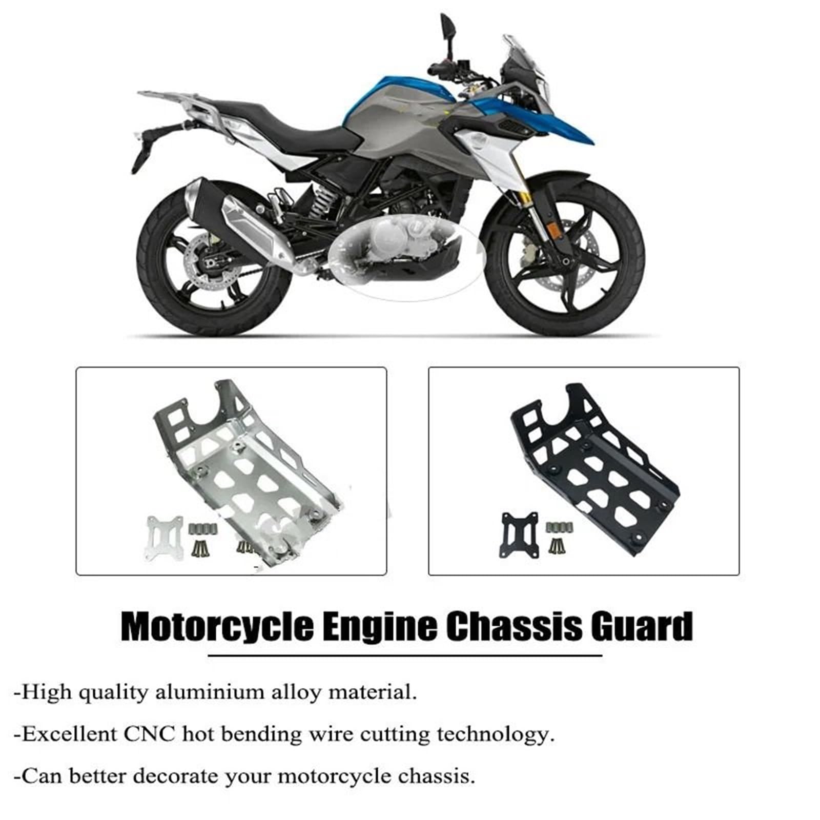 Per Bmw 310 GS/R 2017-2023 Protezione della copertura protettiva motore della piastra paramotore telaio motociclo copertura motore Base del Motore(Silver)