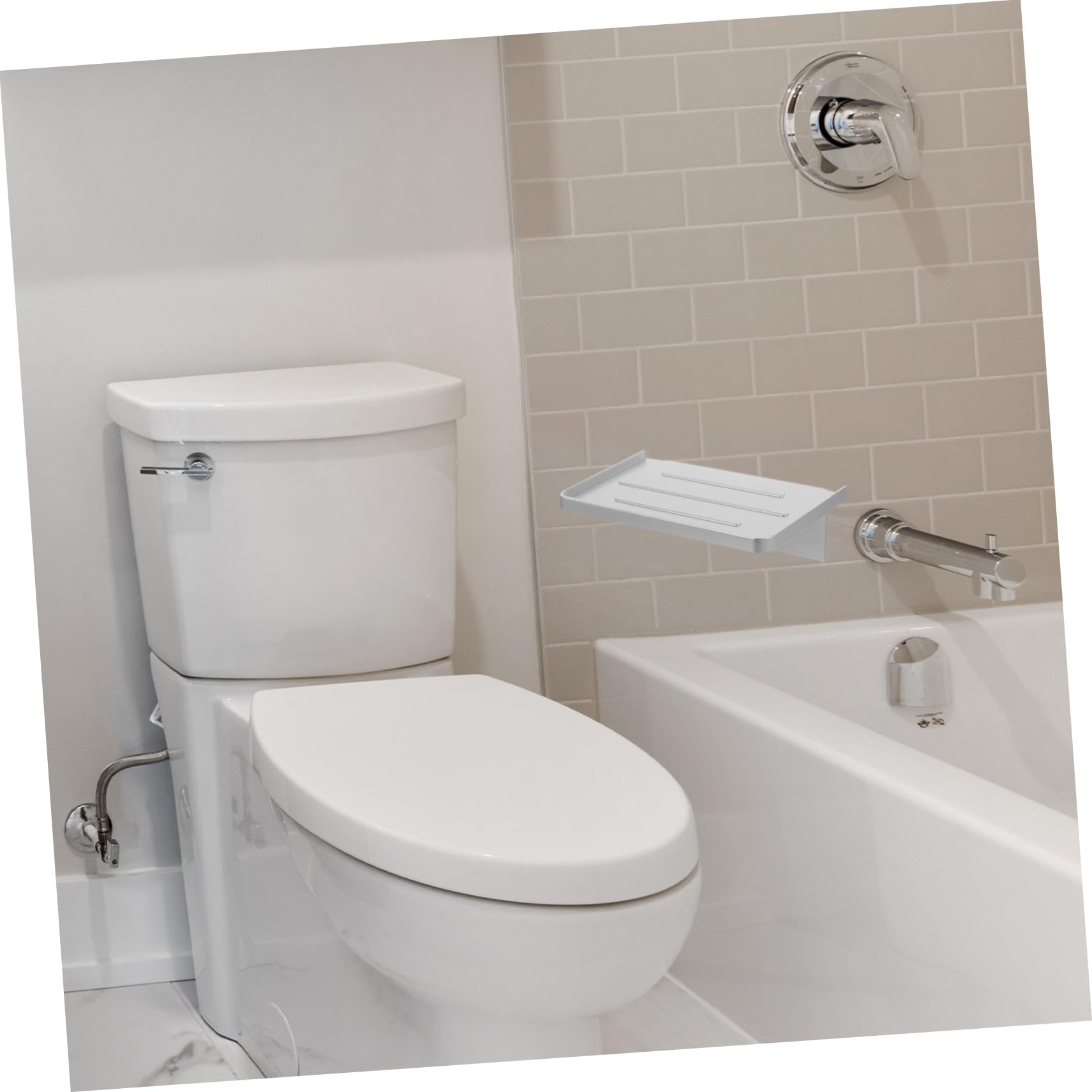 SHINEOFI 5 Pezzi Mensola per Telefono da Bagno Montata Muro Porta Telefono da Bagno Pratico e Moderno Design senza Forature per Organizzazione e Stile