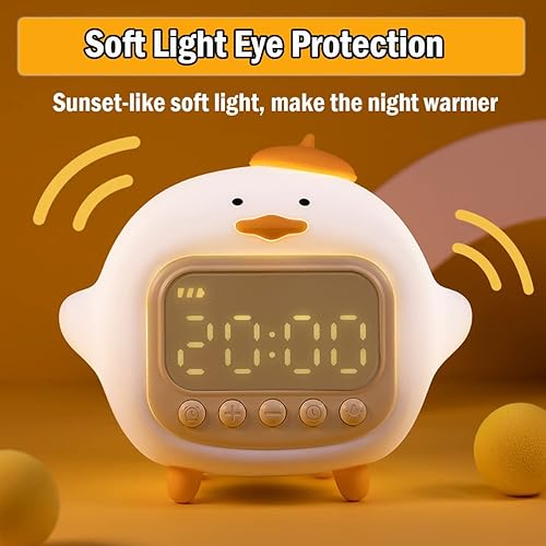 Miniatura 3 de Lindo reloj despertador de pato con luz nocturna, lámpara de despertador para niños, reloj despertador, luz nocturna para decoración de dormitorio