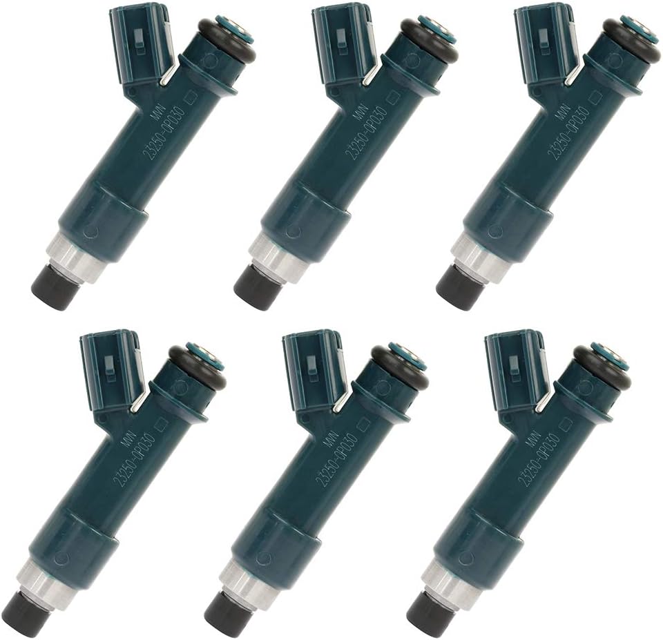 SCITOO 6Pcs 12 Holes Fuel Injector Fit for 2003-2010 for Toyota for 4Runner, for 2007-2009 for Toyota for FJ Cruiser, for 2005-2011 for Toyota for Tacoma 23250-0P030 23250-31010 23209-39015 84212305