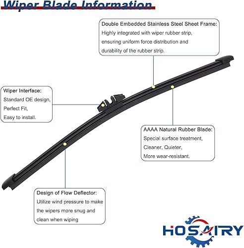 Miniatura 3 de HOSAIRY Limpiaparabrisas trasero para Ford Escape 2013-2019, para Ford Explorer 2011-2019, para Ford Kuga 13-18, para Lincoln MKX 16-18, para