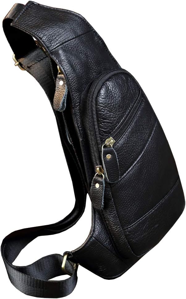 Hebetag Leather Sling Bag Crossbody Backpack for Men Women Travel Outdoor Camping - Image 3