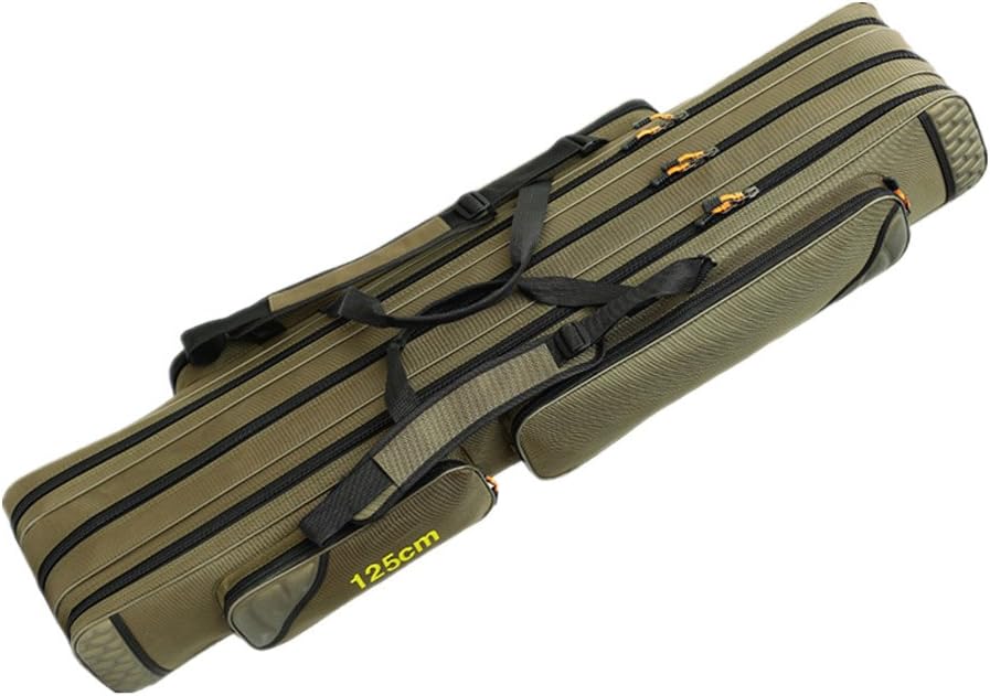 UNISTRENGH 3 Layers Portable Folding Fishing Rod Carrier Reel Case Bags Fish Pole Tools Storage Bag Case Pro Gear Tackle for Shoulders,Handles (3 layers/100cm-39.4inch)