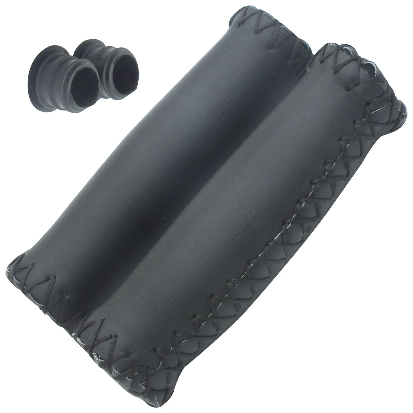 Miayaya 2pcs Bike Handlebar Grips Bicycle Handlebar Grips Sponge Retro Hand Sewn High Elastic Soft Leather Grips Handle Gloves Folding Protection Handgrip Fits Most 22.2mm (7/8") Bicycle Handlebar