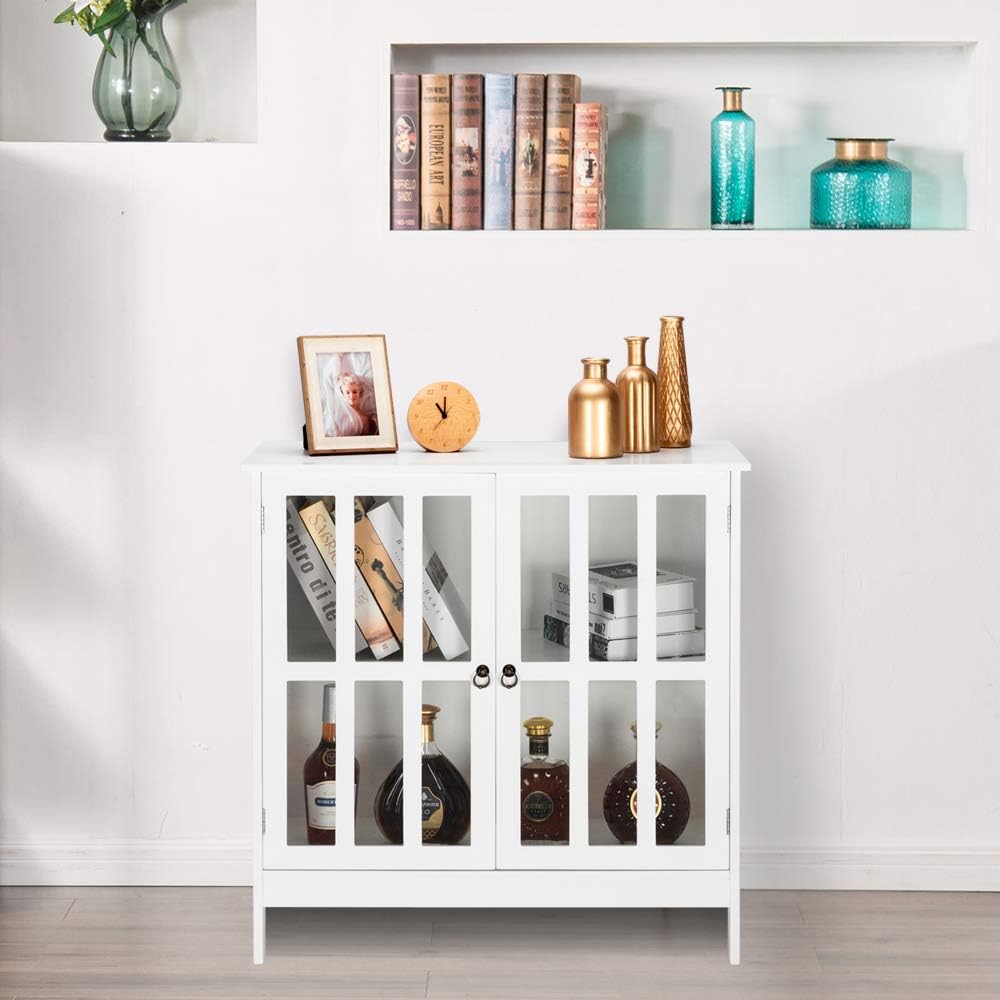 Bonnlo Storage Sideboard Buffet Cabinet White Kitchen Sideboard Dining Buffet Cabinet for Multifunction in Kitchen, Hallway, Living Room