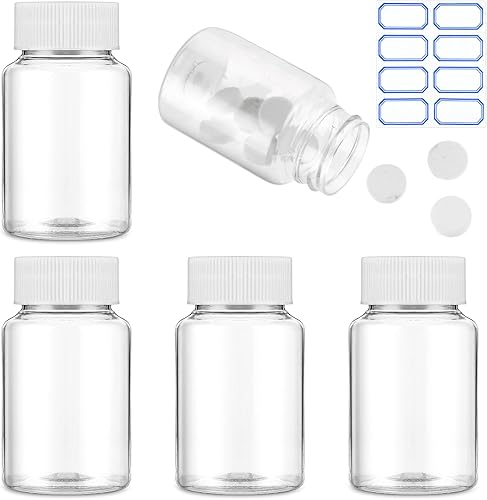YUXIANLB 4 botellas transparentes de píldoras de plástico para medicina, botella de reactivo vacía, dispensadores, organizadores para almacenar