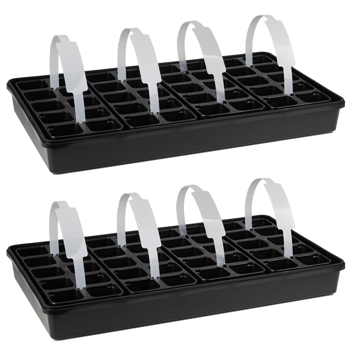 Pullmer Anzuchtschale mit Anzuchttöpfe, Anzuchtplatte mit Tragegriff – für Anzucht & Transport – Anzuchttöpfe für Gemüse & Blumen (Multitopfplatte 12,5x28 cm + Untersetzer; 2 Pack)