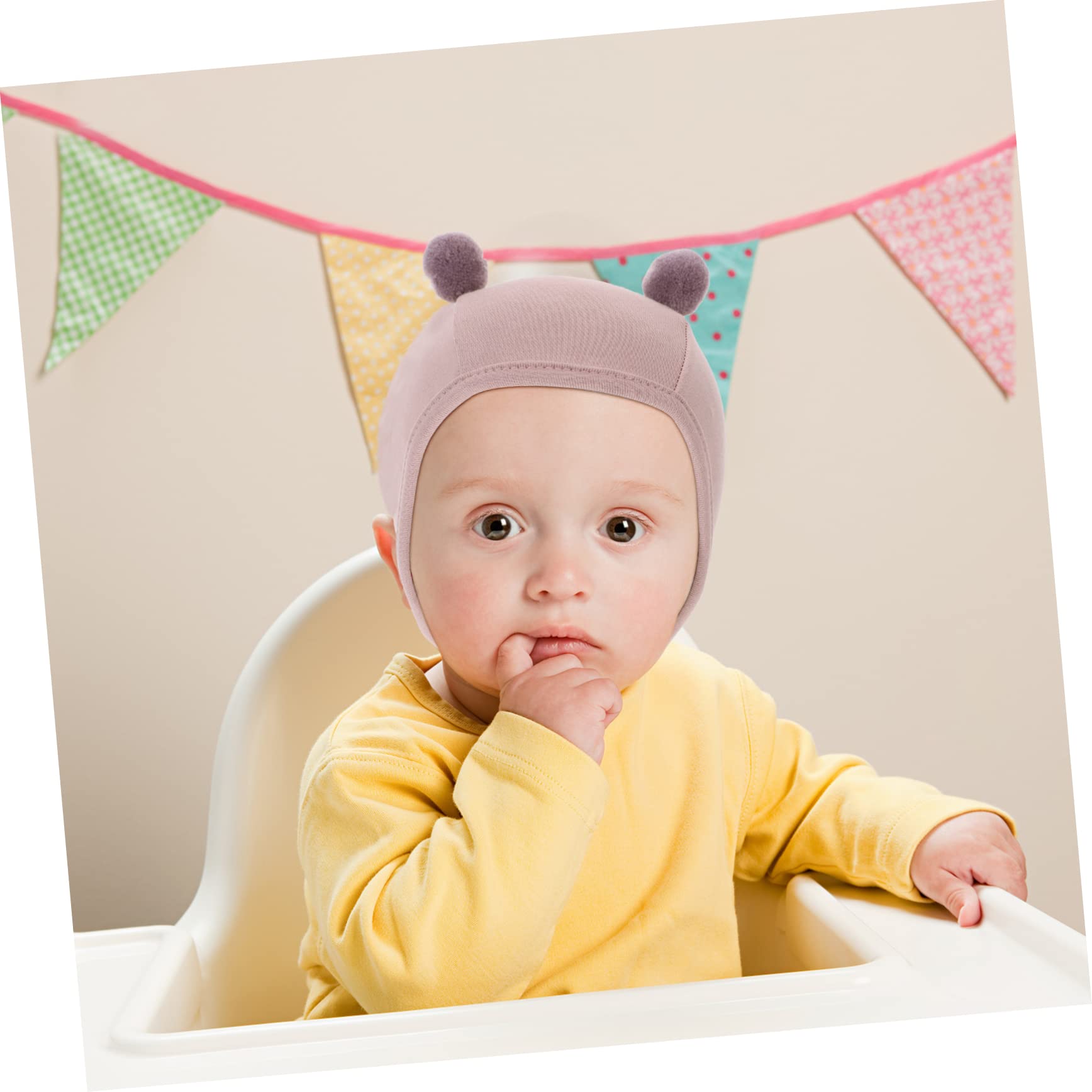 IWOWHERO New Baby Strappy Hat Newborn Infant Cotton Cap Adjustable Straps Headwear