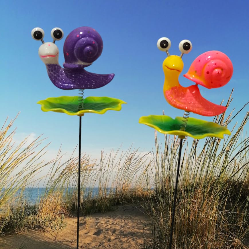 ARUNA DECOR PVC & Metal Colourful Snail Set of 2 Garden Decoration Outdoor Sticks/Stakes (Lawn Decor, Garden Decor, Outdoor Decor Stick) [10x10x10 cm] (Snail)