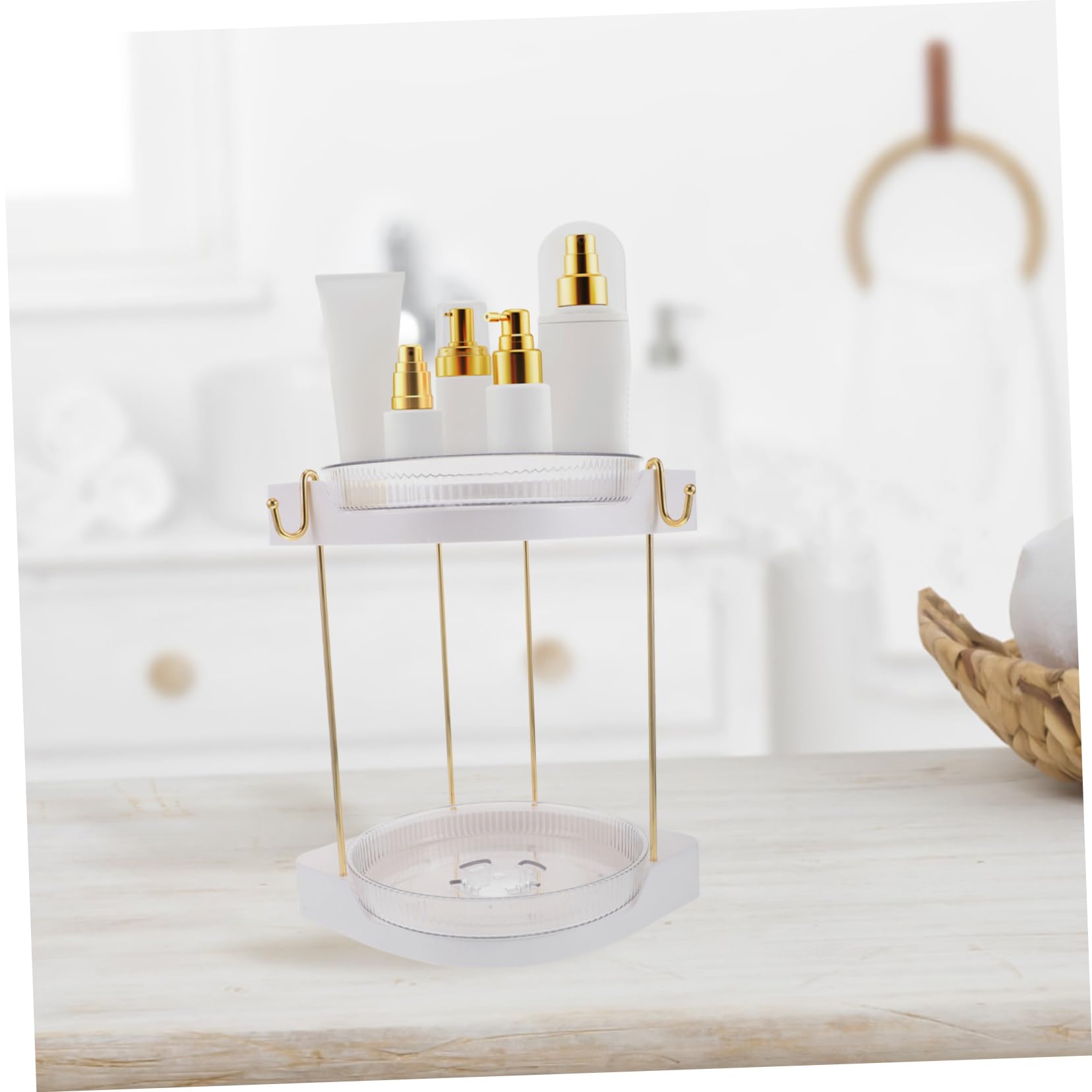 POPETPOP Drehbarer Kosmetik-organizer Aus Staubdicht Stufigem Lagerregal Stehender Make-up-organizer Rotierendes Make-up-regal Für Badezimmer Und Eitelkeit