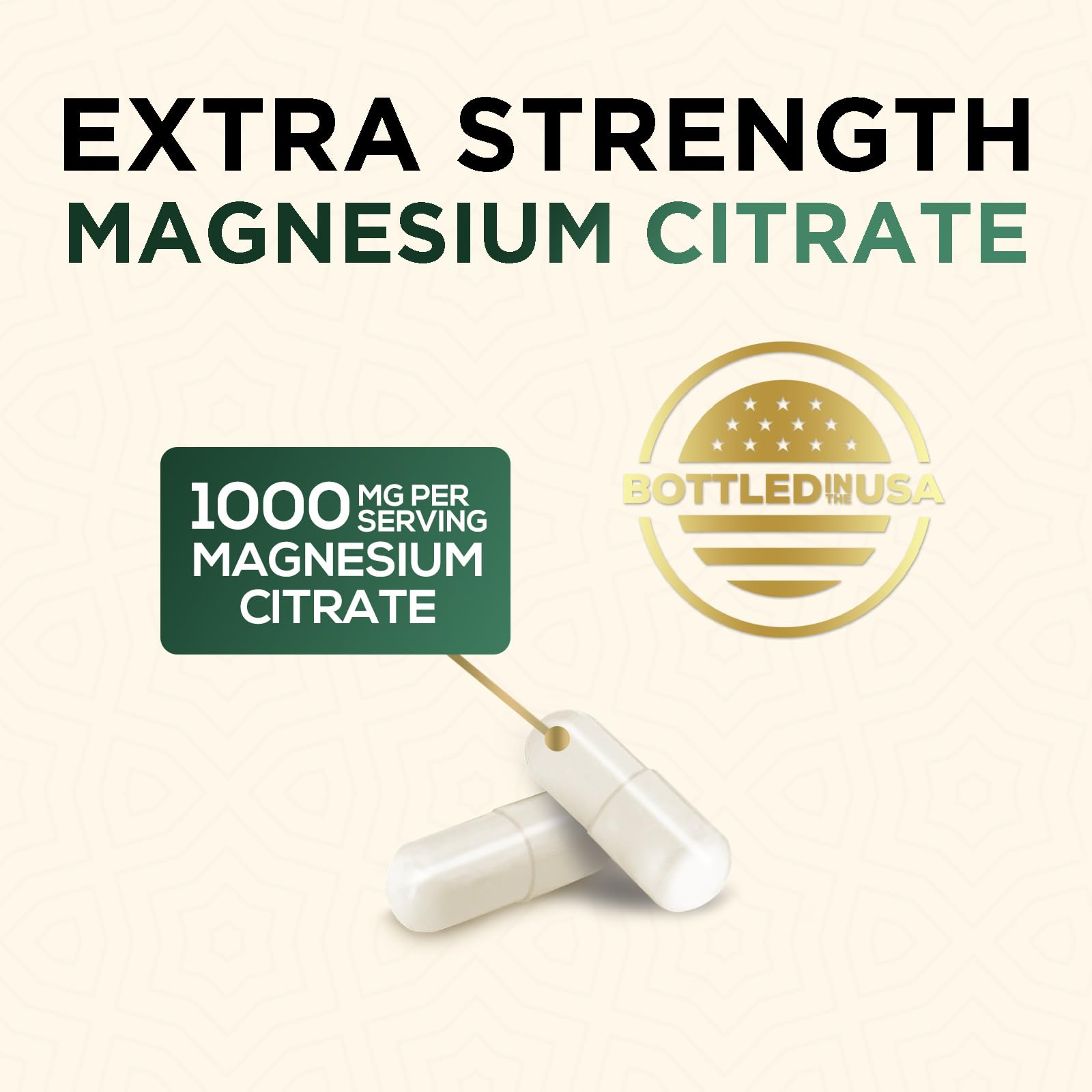 Magnesium Citrate 1000mg Extra Strength Magnesium Supplement for Bone, Muscle, Nerves & Heart Health Support, Natural Magnesium for Constipation, Calm & Relaxation Support, USA Bottled - 120 Capsules — Amazon image 3