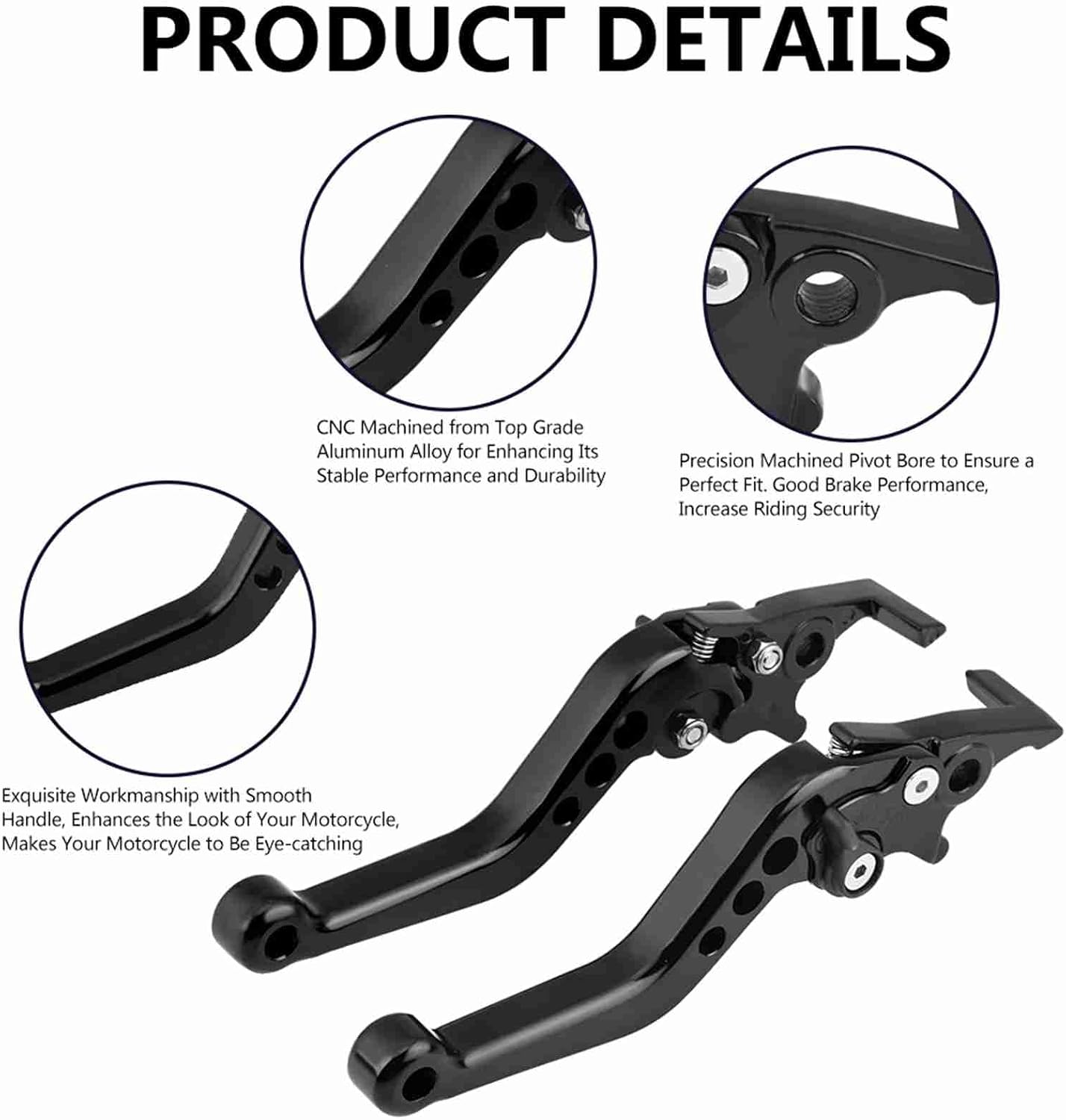 Brake Levers Motorcycle, 1 Pair Motorcycle Clutch Brake Handle Levers Universal Brake Lever Handle Double Disc for GY6 Xmaximum 400(Black)