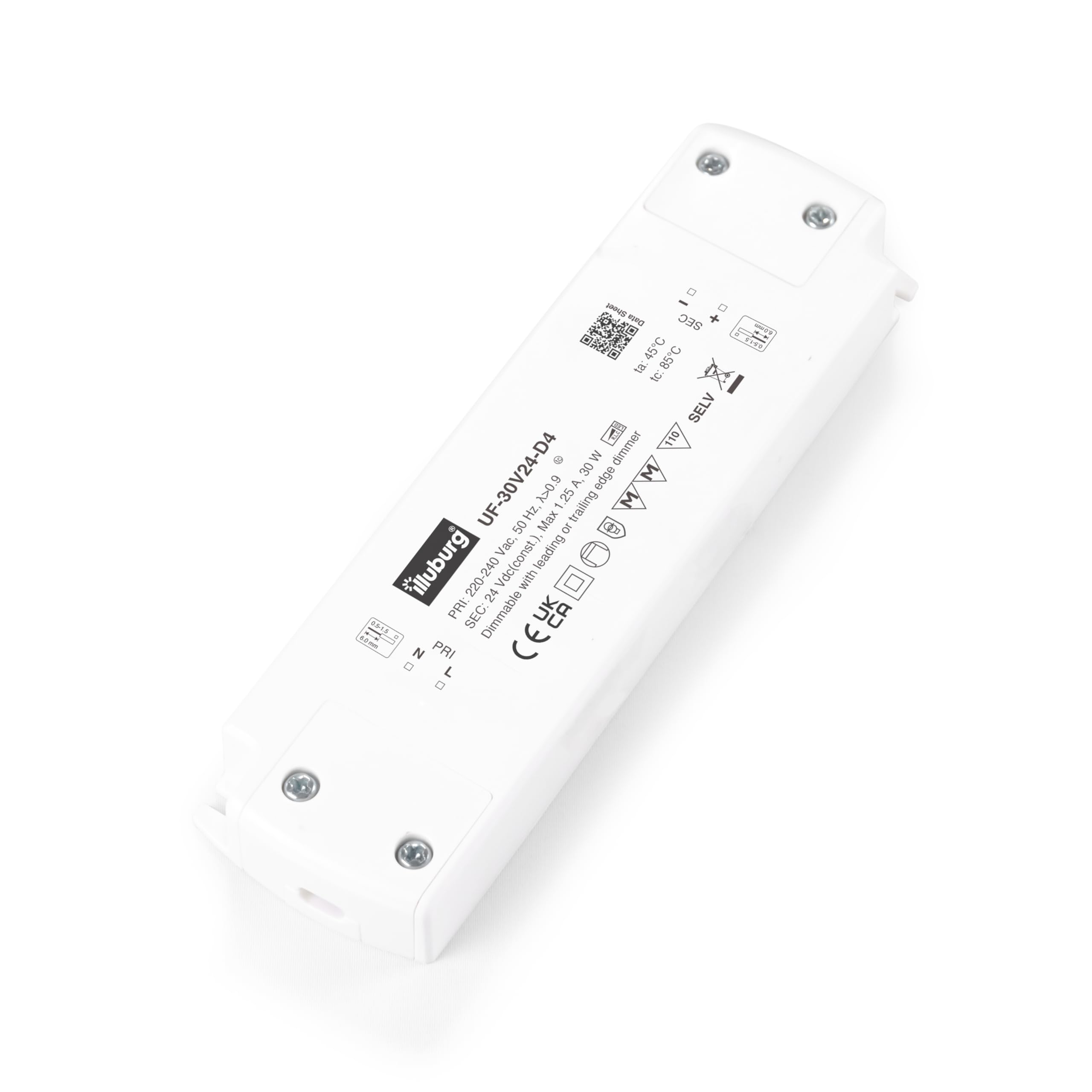 illuburg LED Driver 24V Dimmable TRIAC Phase Cut Flat 6W - 30W for LED Strip Constant Voltage Power Supply Transformer