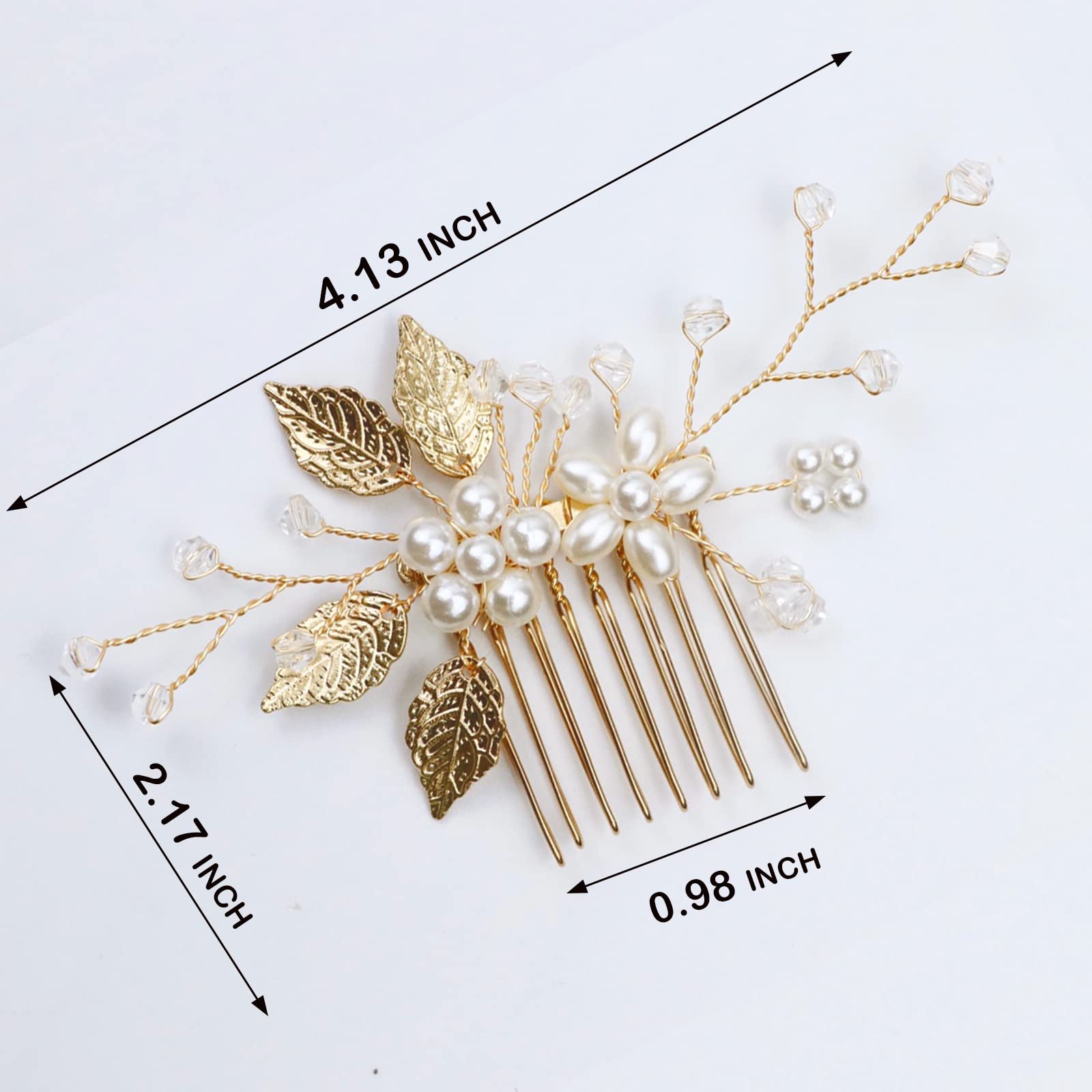 Amazon.com : 5 Pieces Bridal Hair Pins: Gold Leaf Rhinestone 