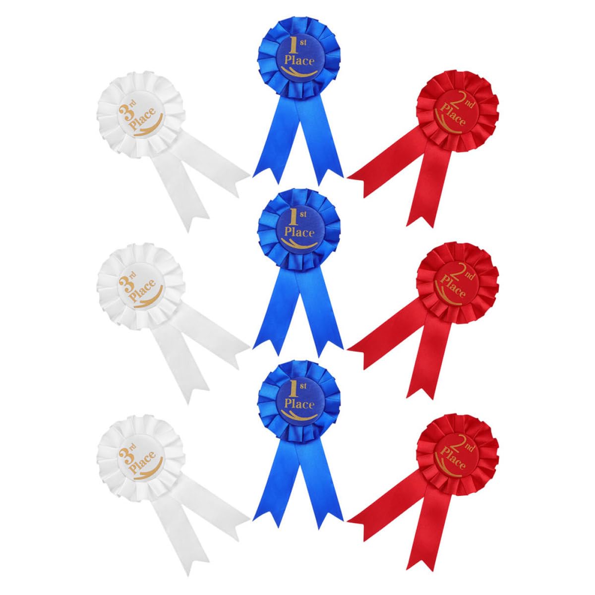 HORIALENCE 9pcs Assorted Colour Award Rosette Ribbon Set Colour-coded Rankings and Fade-resistant Satin Material Lightweight Badges for Large Scale and Sports Events
