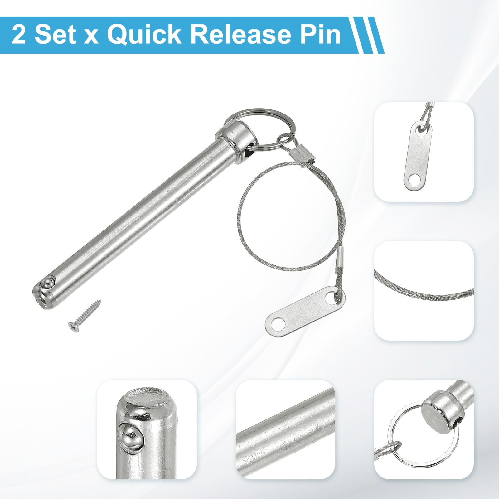 PATIKIL Quick Release Pin, Diameter 1/2"(12mm), Total Length 3"(80mm), Effective Length 2.4"(60mm) - Image 3