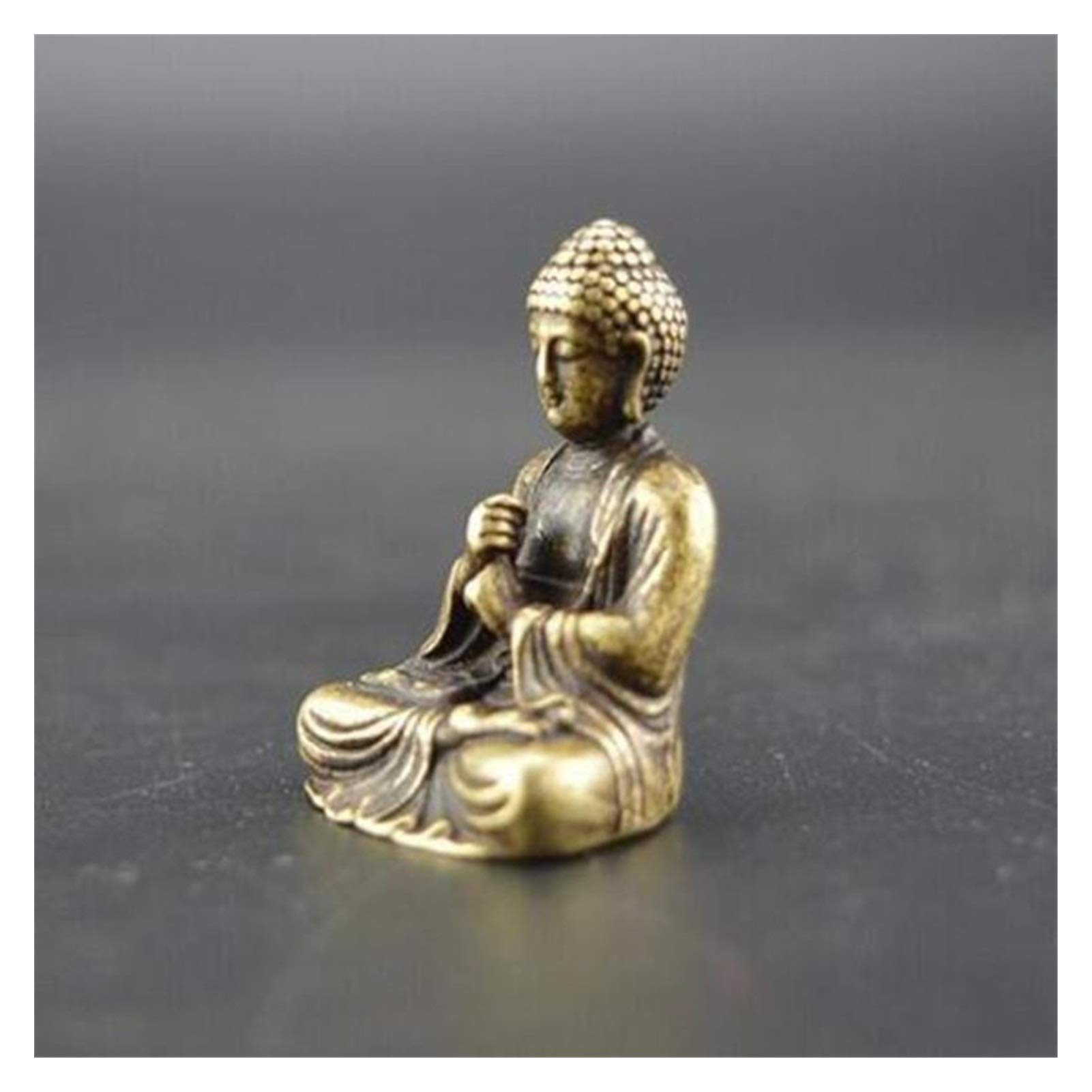 Buddha Figures Sculpture Buda Budismo chino Budismo Puro Bronce Sakyamuni Buda Estatua Ornamento Buddha Estatua Corazón Latón Puro Estatuillas antiguas Estatua De Buda De Meditación Decorativo