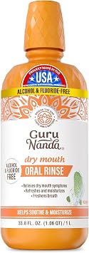 GuruNanda Dry Mouth Mouthwash Helps Relieve Dry Mouth & Moisturize Oral Tissues Alcohol-Free, Gentle Hydration Oral Rinse Fresh Mint, 33.8 oz/1 Liter