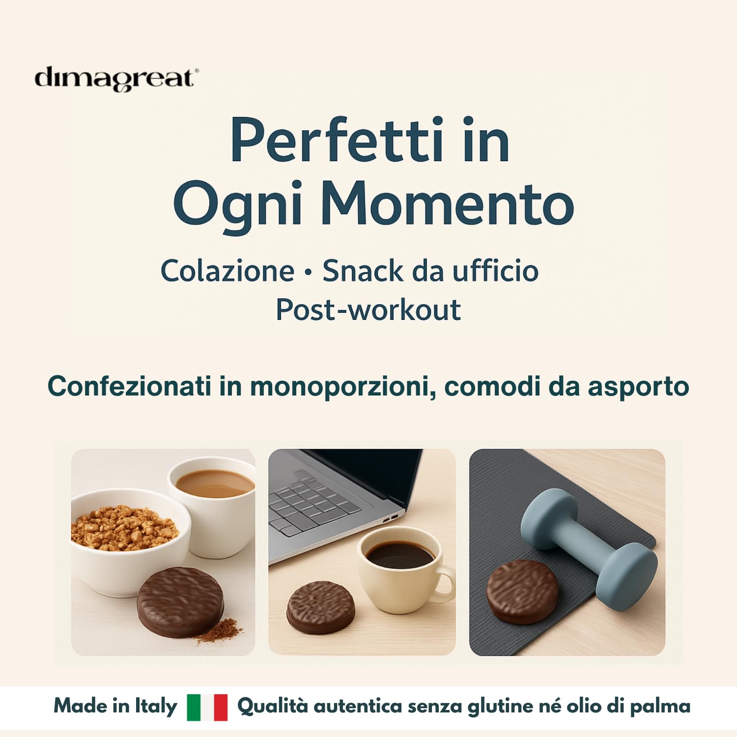DIMAGREAT 27 Biscotti Proteici Gusto Cacao e Cioccolato Fondente, Made in Italy - Ricchi di Proteine e Poveri di Carboidrati, Forte Dimagrante - Dieta Chetogenica e Senza Glutine