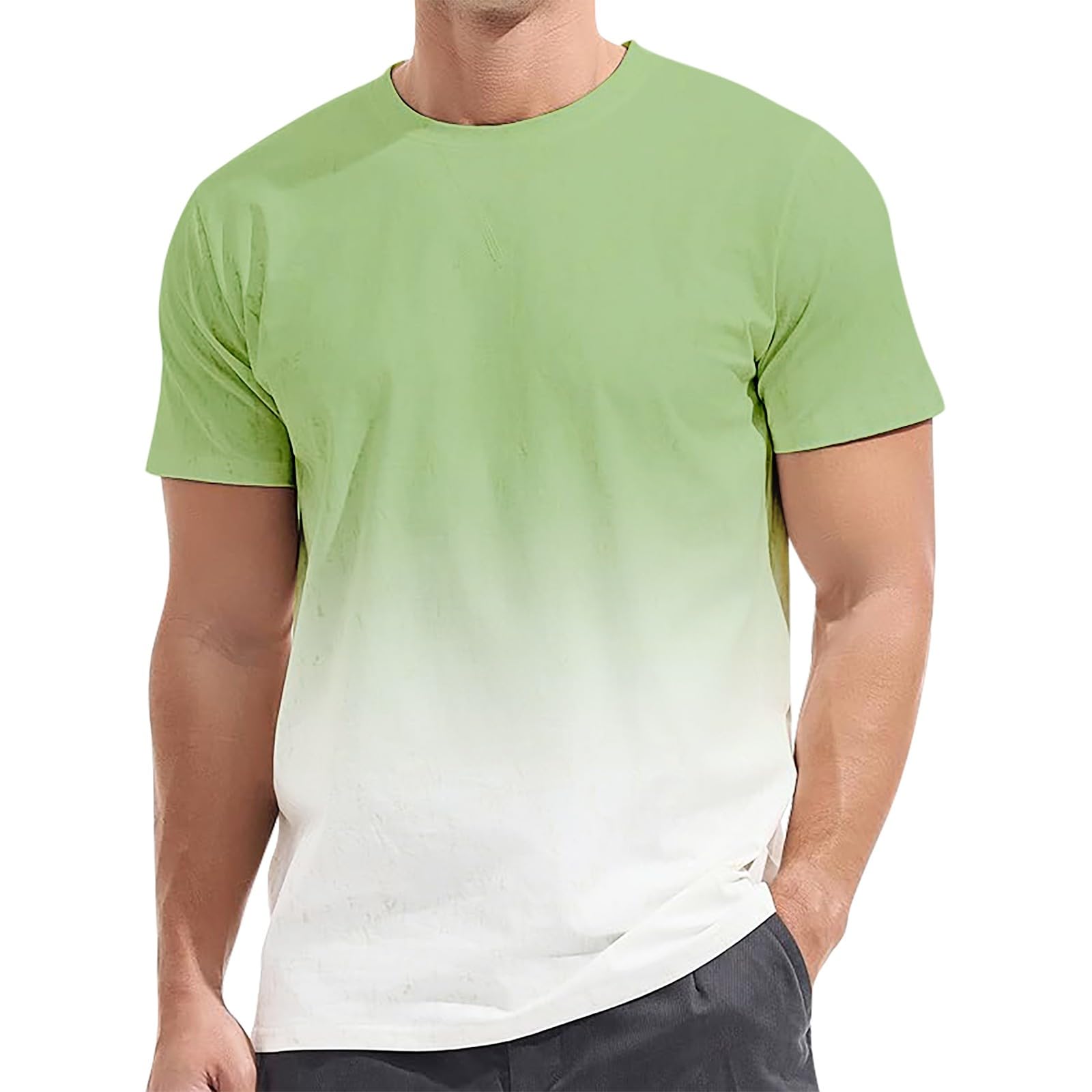 Mens T-Shirts Short Sleeve Crewneck Gradient Color Tops Big Tall Moisture Wicking Summer Casual Athletic Tee Shirts